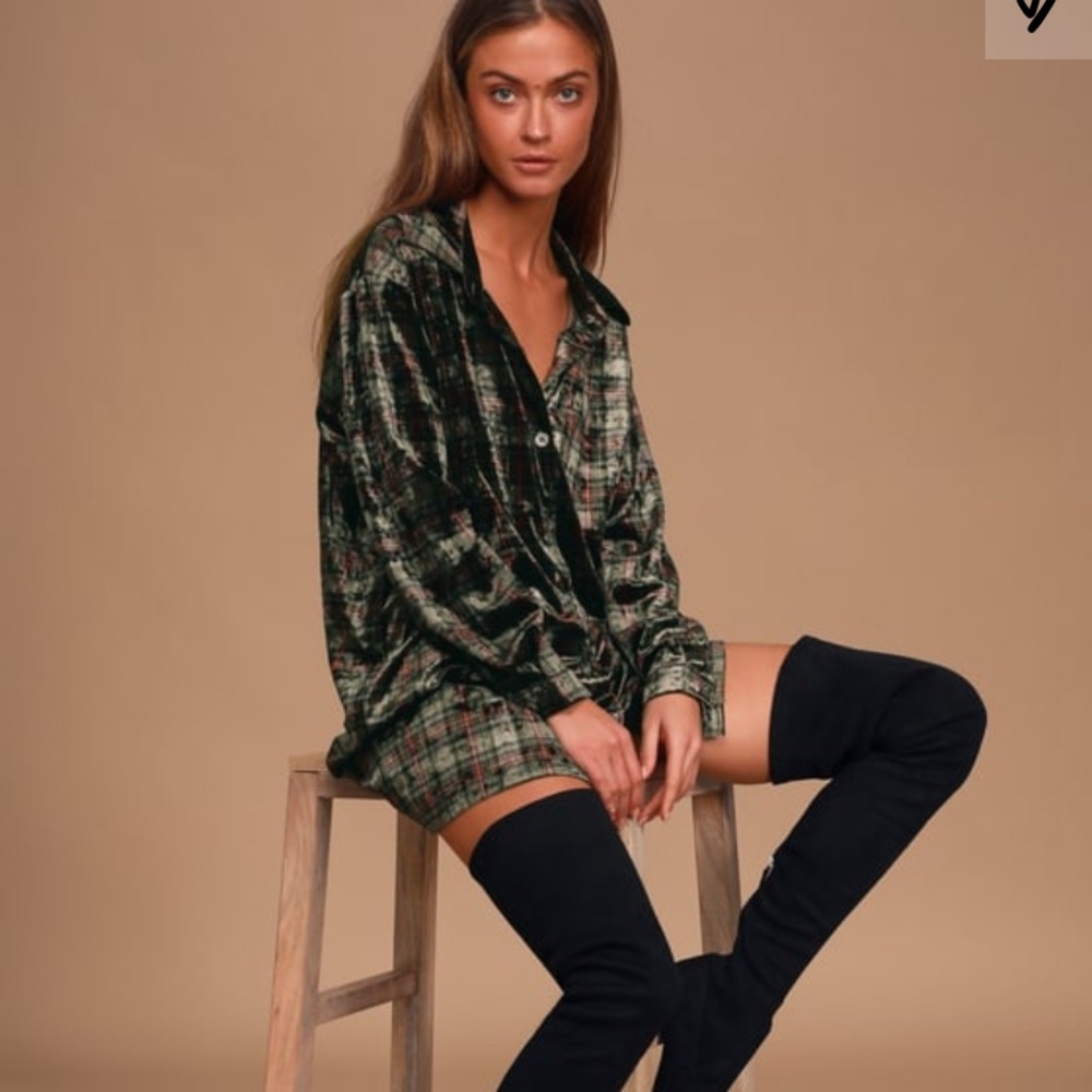 Lulu’s Velvet Button-Up Shirt Dress